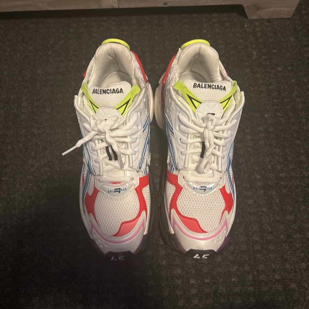 Balenciaga White Sneakers with Red and Neon Accents